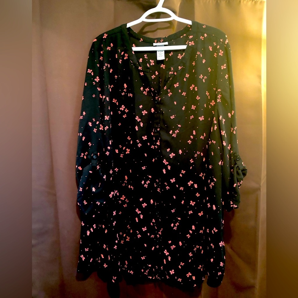 Love this shirt! Black with pink butterflies nice and long from Catherines